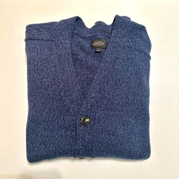 Allen Edmonds Cardigan Men Size Large Navy Blue Button-Up Long Sleeve Knit - Picture 10 of 11